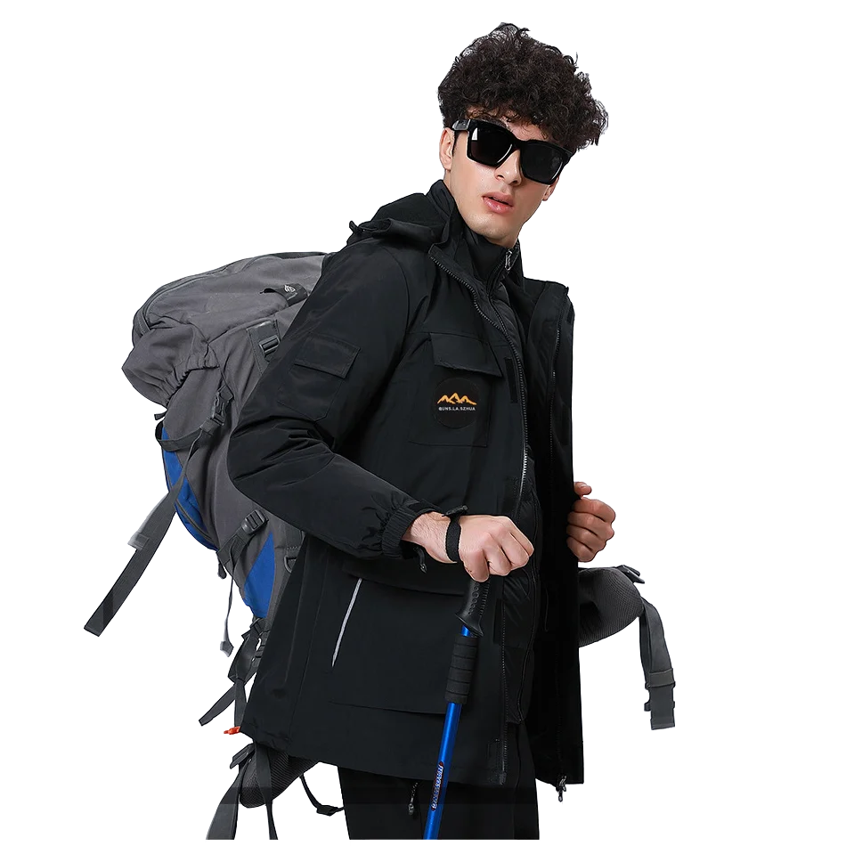 Plus Size Men's Ski Cotton Down Jacket Winter Windproof Waterproof Breathable Warm Snow Clothes -30 Degree Snowboard Jacket