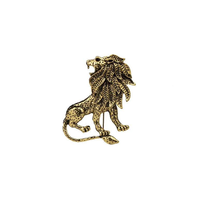 Men's Women's Personalized Suit Collar lion Pin Buckle Original Design Lapel Brooch Retro Pin Accessory Gold Silver lion Brooch