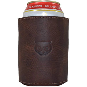 YOUQU Customized Debossed Letter Logo Insulated Thermal Leather Can Cooler & Stubby Holder with Open Closure