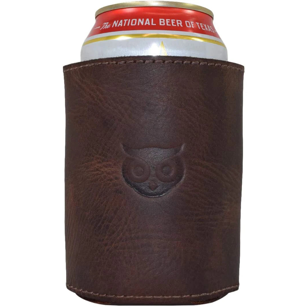 YOUQU Customized Debossed Letter Logo Insulated Thermal Leather Can Cooler & Stubby Holder with Open Closure MegaBDM