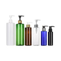 Empty Shampoo Container 100ml 150ml 250ml 300ml 500ml Flat Shoulder clear Amber PET Plastic Bottles with Gold Pump Dispenser