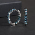 RZ0236 Abiding Custom Fine Tarnish Free Jewelry Round London Blue Topaz 925 Sterling Silver Trendy Hoop Earrings