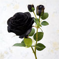 T328 Wedding Bouquet Faux Floral Centerpiece Home Decor Artificial Rose Stem Faux Black Rose Silk Flower Arrangement