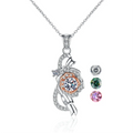 Fine Jewelry Wholesale 925 Sterling Silver Necklace Moissanite Diamond 0.5CT Moissanite Rose Pendant Girls Gifts