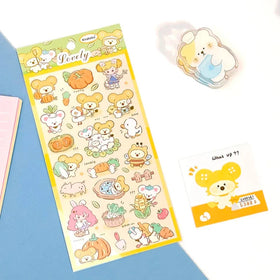 Kirakoko Waterproof Bunny Rabbit Mouse Kitty Cat Dog Puppy PVC Paper Small Assorted Gift Stickers Vinyl Stickers for Cups