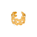 Trendy Adjustable Open 18k Gold Plated Creativity Flower Butterfly Hollow Wide Bracelet Stainless Steel Cuff Bangle Bracelet