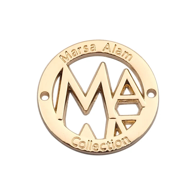 2024 Custom 2 Holes Engraved Metal Plate Logo Sewing Zinc Alloy Brand Garment Label Metal Tags With Custom Logo for Clothing