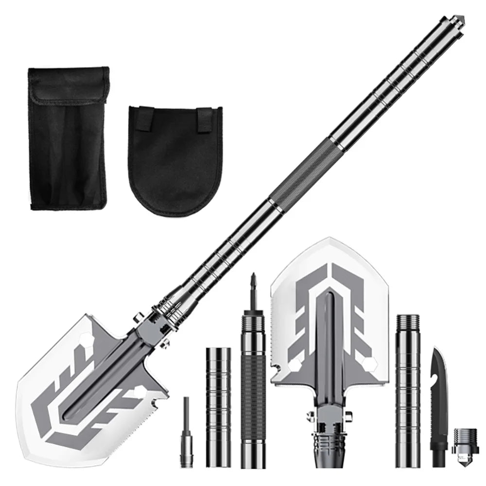 Gear Folding Survival Shovel Kit Multipurpose Tactics and Camping Tools with Hiking Backpack