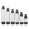 Matte Black PET Vacuum Dispensing Bottle Screen Printing UV Coating Custom Logo Stock Plastic Skin Care Serum Packaging Optional