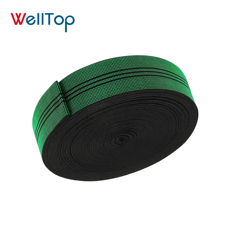 17.001 WELLTOP Custom 50m Furniture Webbing Green Color Sofa Upholstery Band Belts Elastic Waterproof Durable 3.0mm Thickness