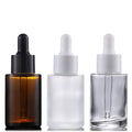 Amber clear Frosted 1 oz 1oz 30 ml 30ml Flat Shoulder Cylinder Glass Dropper Bottle for Serum Essential Oil