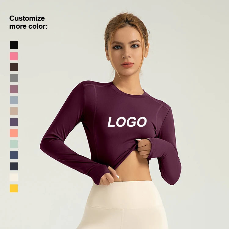 Wholesale Lightweight Breathable Long-Sleeved Fitness T-Shirt for Women Loose Athletic Wear for Outdoor Yoga Casual Fast-Drying