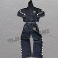 Custom Logo Stacked Sets Sweat Suits Men Two Pieces Winter Flare Pants Sets Custom Print Jacket Tracksuits Sweatsuit for Men