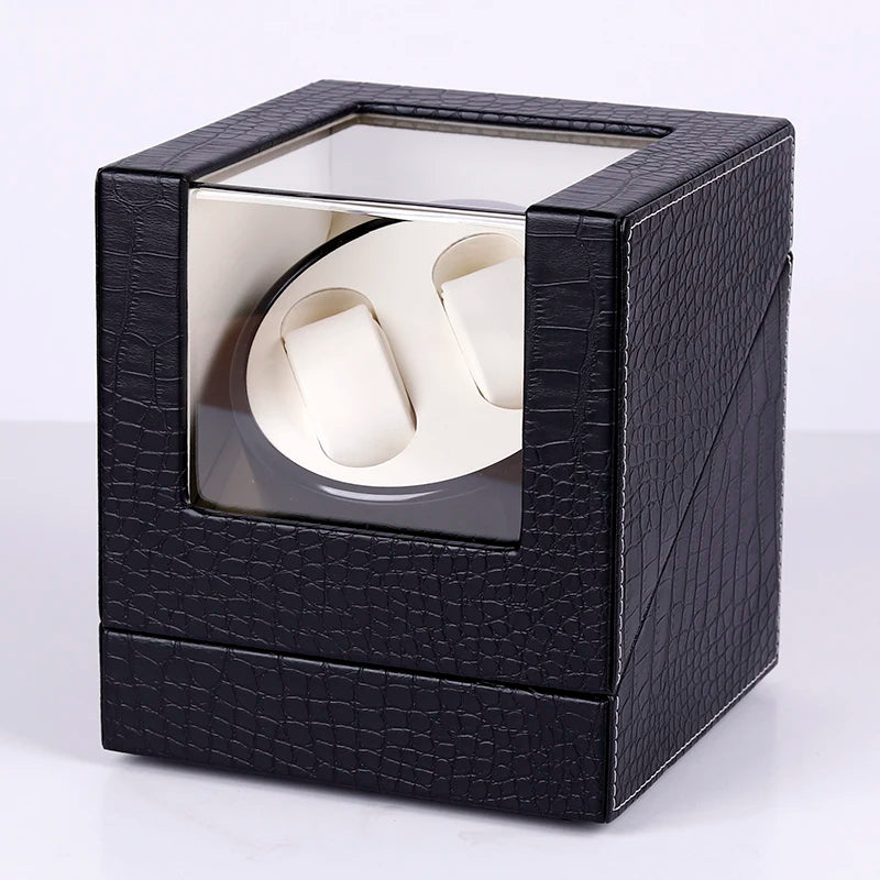 Single Square Automatic Rotation Eco-Friendly Velvet-Lined Luxury Watch Winder Storage Display Case Box with Cover