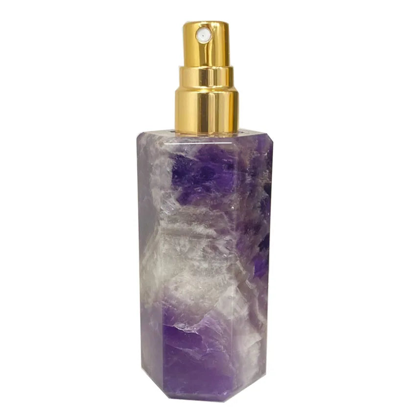 New Arrival Portable 100% Natural Rock Quartz Gemstone Crystal Luxury Perfume Spray Bottle