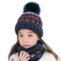 Wholesale Children Knitted  Winter Ear protection Warm Hat Scarf Sets Kid Winter Hat and Scarf Set