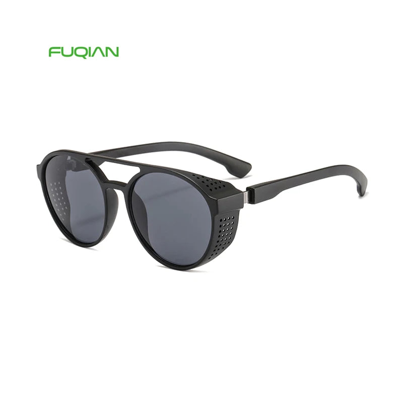 New Steampunk Round Frame Retro Thick Sunglasses for Men and Women Comfortable Fit