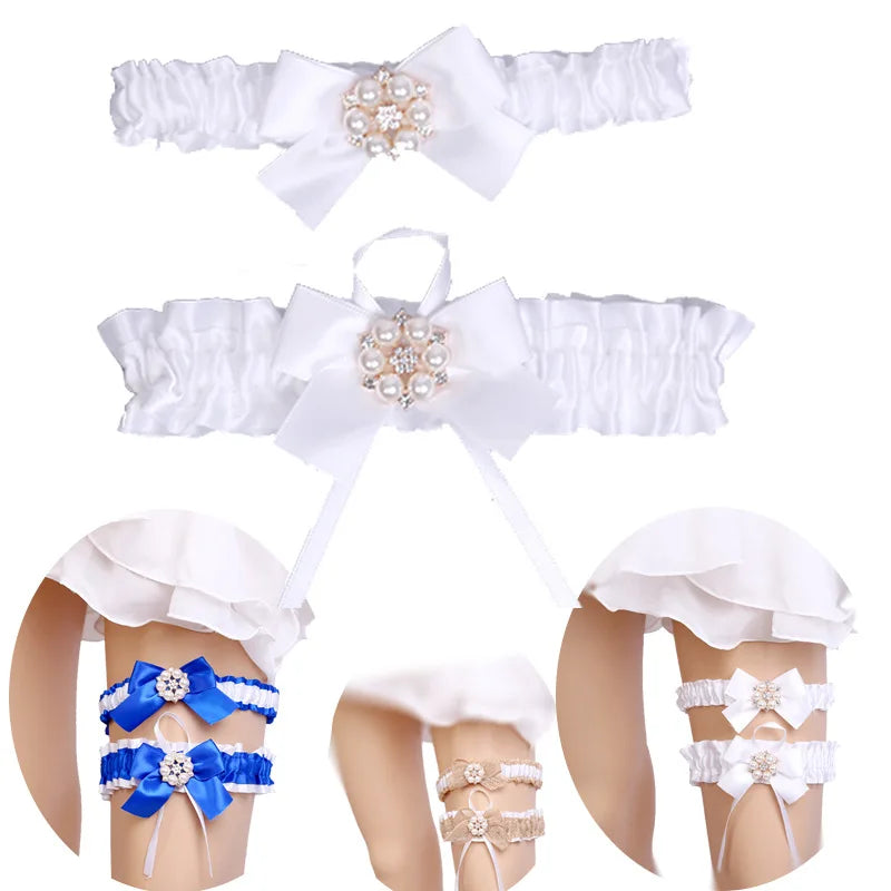 Fashion Trendy Silk Abs Pearl Beads butterfly Knot Bow Leg Chain for Wedding Party Leggings Women Jewelry