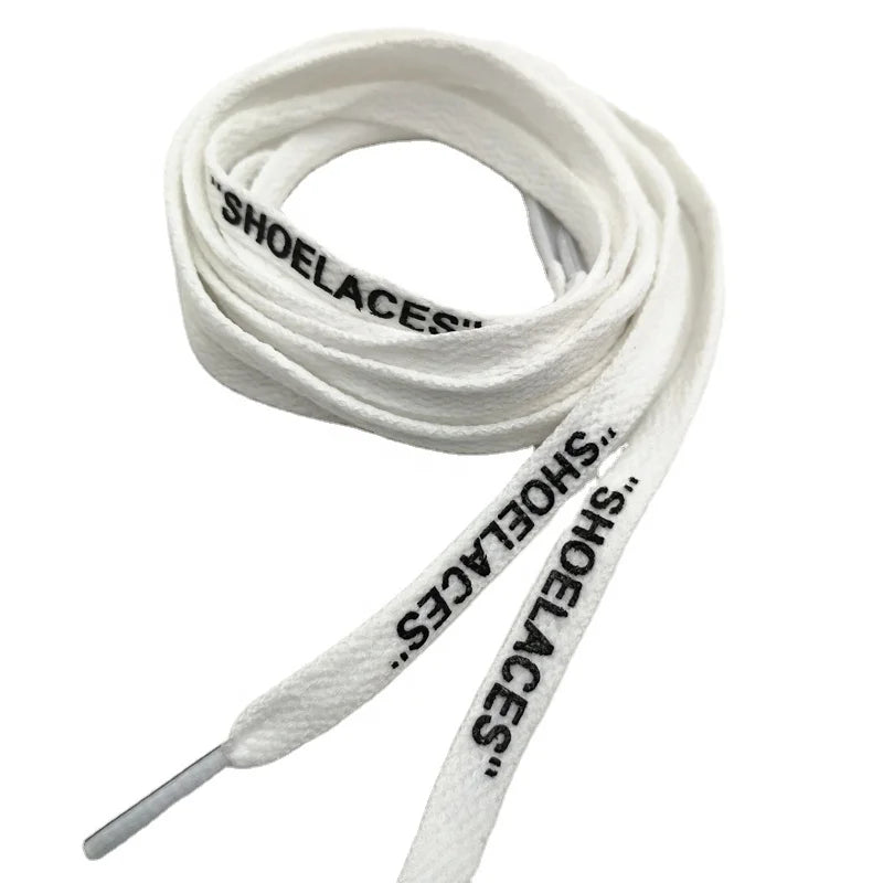 Custom Printed Airforce 1 Blanco Use Shoe Strings Multi-Colored Flat Braided Polyester Plastic White Shoelace 8mm Width Sport