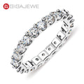 GIGAJEWE Moissanite 3.0mm White D Color VVS1 Round Cut 925 Silver Eternity Band Ring