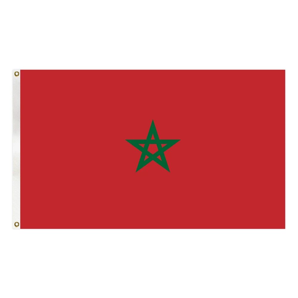 3x5 Ft Morocco Flag Heavy Duty Polyester Grommets Kingdom of Morocco Banner Drapeau Maroc Green Pentagram for Sports Event