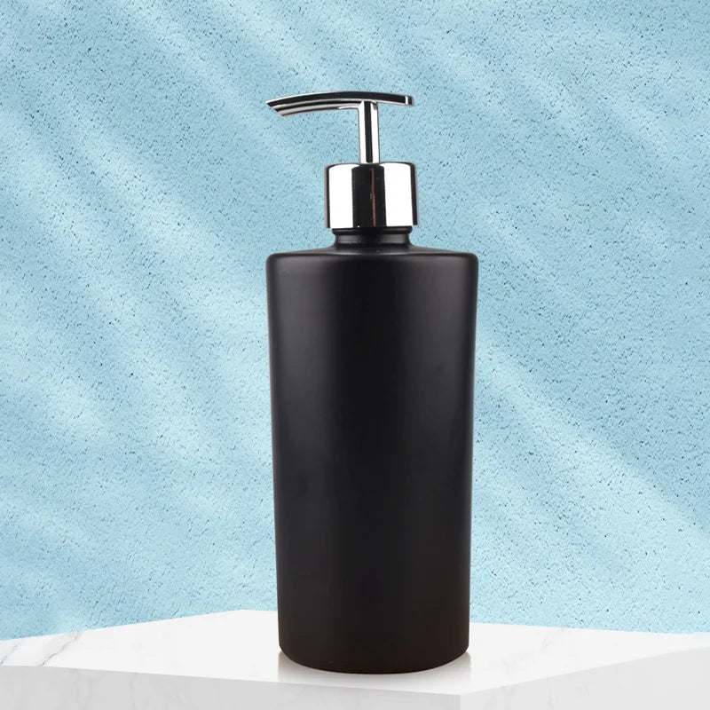 Luxury Cylindrical Foam Liquid Soap Dispenser Leak Proof Bathroom Shampoo Pump Sprayer Glass Customized Logo Modern Matte Black