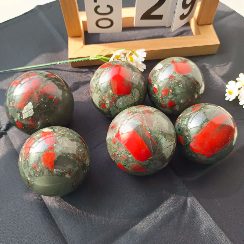 6-7cm Blood Stone Spheres Crystal Gemstone Quartz  Polished Blood Stone Balls for Meditation