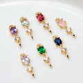 Brass Gold CZ Colored Zircon Long Water Drop Connector Pendant Charm Wholesale