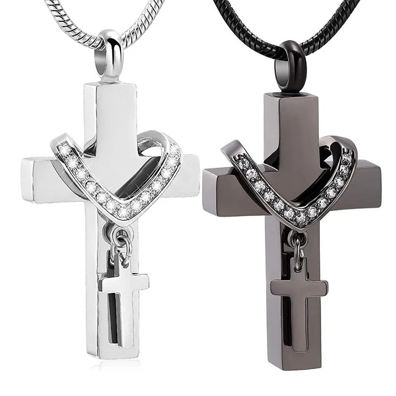 OEM ODM Stainless Steel Accessories Souvenir Pet Urn Cross Necklace Perfume Bottle Pendant Pet Urn Pendant