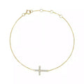 Wholesale Fine Jewelry 18k Gold Plated Designer 925 Sterling Silver Korean Minimalist Pave Zircon Cross Chain Bracelet for Women