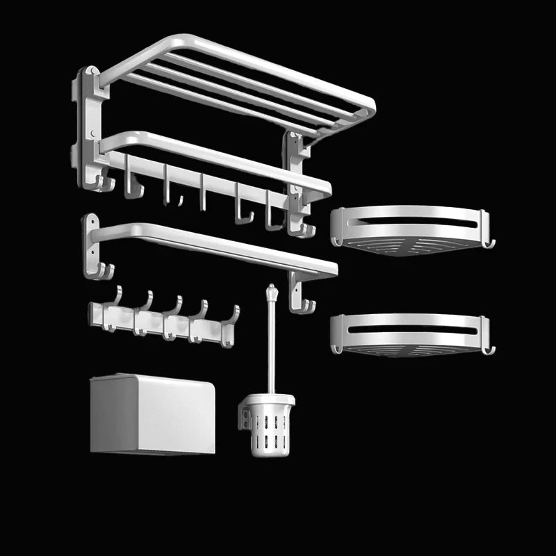 Bathroom Hardware  White 7 Pieces Accessories Kit Tissue Holder Bathroom Fixtures Bath Set Bathroom Hardware Set