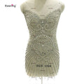 WDP-466 Rich Decorated Appliques Bodice Handmade Rhinestone Applique for Party Dress