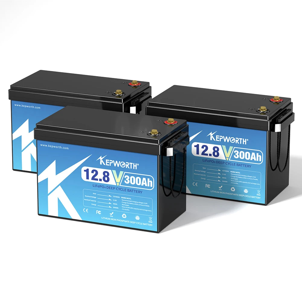 EU US Stock 12V 300Ah LiFePO4 Battery Pack Built-in BMS Lithium Iron Phosphate Cell for Outdoor Camping Golf Cart Solar Home