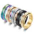 Anillos De Hombre Acero Inoxidable Stainless Steel Anti Stress Ring Serpentine Spinner Rhombic Carved Rotating Fidget Rings
