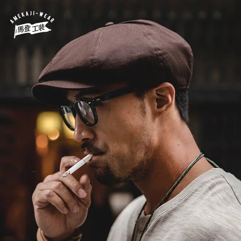 Maden Wholesale Men Octagonal Hat Vintage Workwear Casual Retro Beret Painter Cap Wild Street Style Baseball Hat Ornament Spring