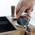 58MM Coffee Distributor Stainless Steel Coffee Distributor Walnut Decoration Adjustable Height Coffee Distributor with Wooden