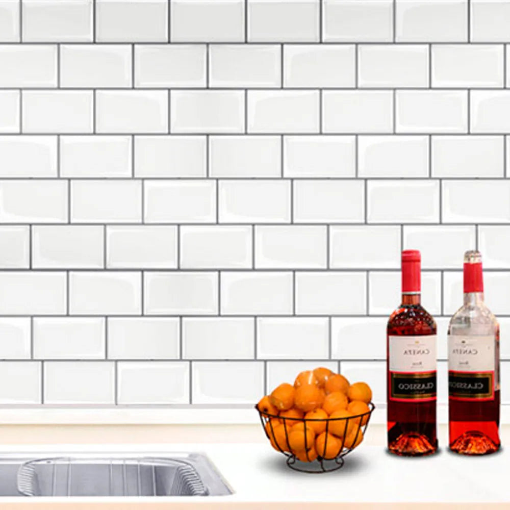Custom PVC Mosaic Tile Backsplash 3D Bride Wall Waterproof Wall Sticker for Kitchen & Bathroom Showroom