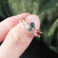 Abiding Excellent Finishing Jewelry Vintage Rose Gold Plated 925 Sterling Silver Moss Agate 2piece Wedding Set of Rings
