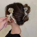 Para El Cabello Moda 2023 New Design 11xm Rose Flower Metal Shark Hair Claw Clip Fashion Gold Silver Hair Clip Claw for Women