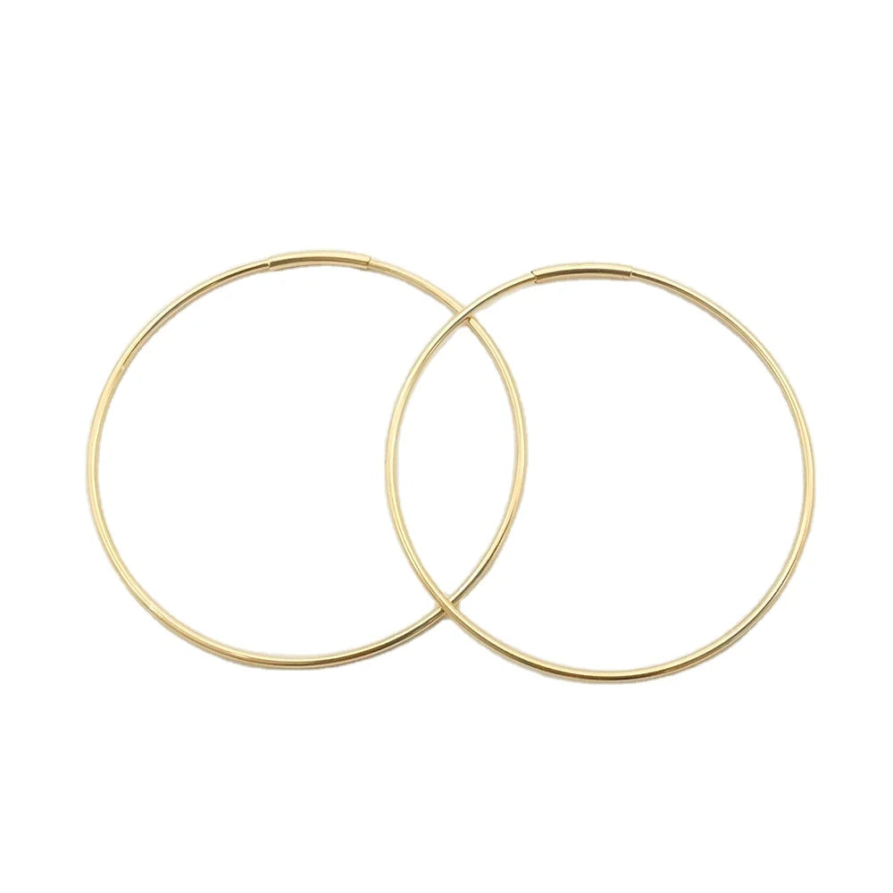 Trendy Jewelry 18K Real Gold Hoop Earrings 18k Pure Gold Hoops 12mm 30mm Hoop Earrings Wholesale