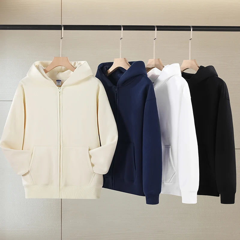 Custom logo Pattern Fashion Multi-size Solid Color  Lamb Velvet Zipper Hoodie Ropa De Hombre