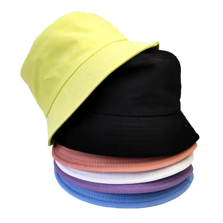 Wholesale 100% Cotton Bucket Hat Adults Custom Embroidered Logo Breathable Casual Travel Sun-Proof Summer Fishing Skiing Daily