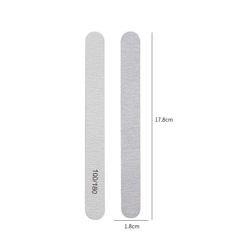 Straight Professional Nail File 100/180 Nail Manicure Buffer Sets for Manicure Double Sided Sandpaper Polishing Tools