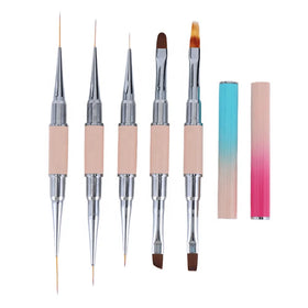 Hot Sale Double Side Gradient Lid Manicure Painting Phototherapy Pen Nails Art Pink Ultra Thin Liner 20mm Nail Brushes