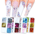 Holographic 6 Grids Mixed Nail Art Sequins Maple Leaf Shiny Red Love Heart Glitter Flakes Nail Art Accessories Supplies