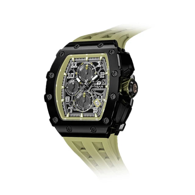Luxury Business Fashion Men's Sporty Watch Sapphire Crystal Dial Stainless Steel Case Silicone Band Waterproof TSAR BOMBA TB8204