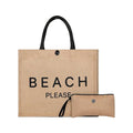 Custom Logo Large Natural Burlap Jute Tote Bags Folding Handles Reusable Grocery Shopping Blank Gift Beach Totes Packing