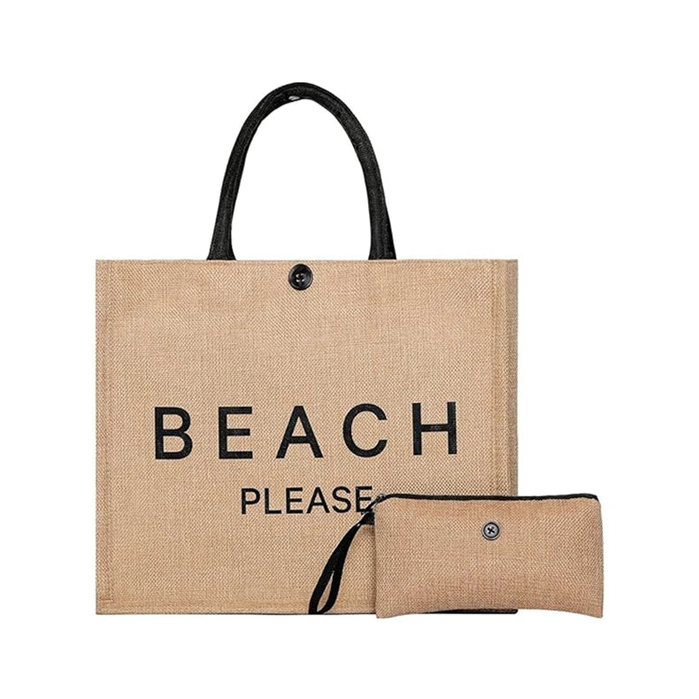Custom Logo Large Natural Burlap Jute Tote Bags Folding Handles Reusable Grocery Shopping Blank Gift Beach Totes Packing