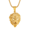 Trendy Men's Jewelry Gold Plated Lion Head Pendant Fashion Charm Stainless Steel Necklace for Man
