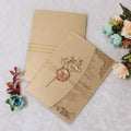 Elegant Beautiful Brown Bronzing Acrylic Invitation Card with Wax Seals Gold Line Dried Flowers for Wedding Customized